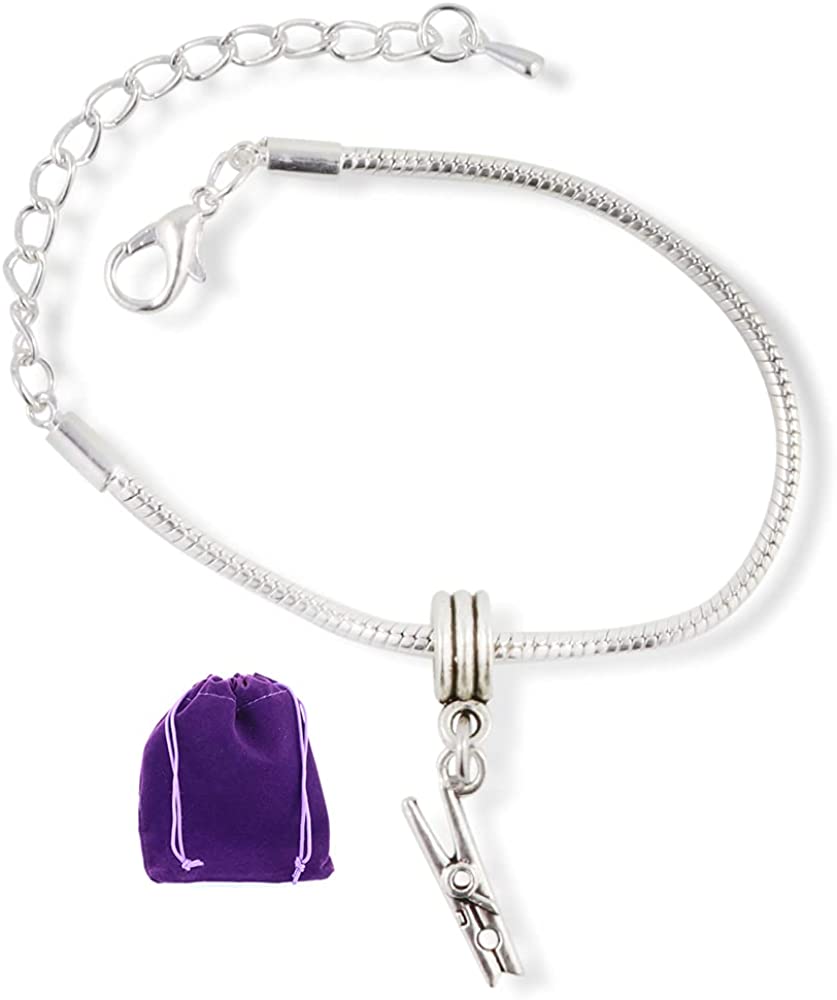 Clothes Pin Snake Chain Charm Bracelet